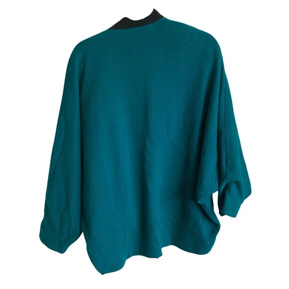 Vintage Blue Green Chinese Corduroy Embroidered Fish Sweater Jacket Sz M (apprx) - Picture 8 of 16